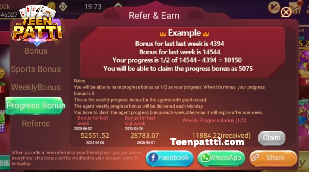 Progress Bonus Panel