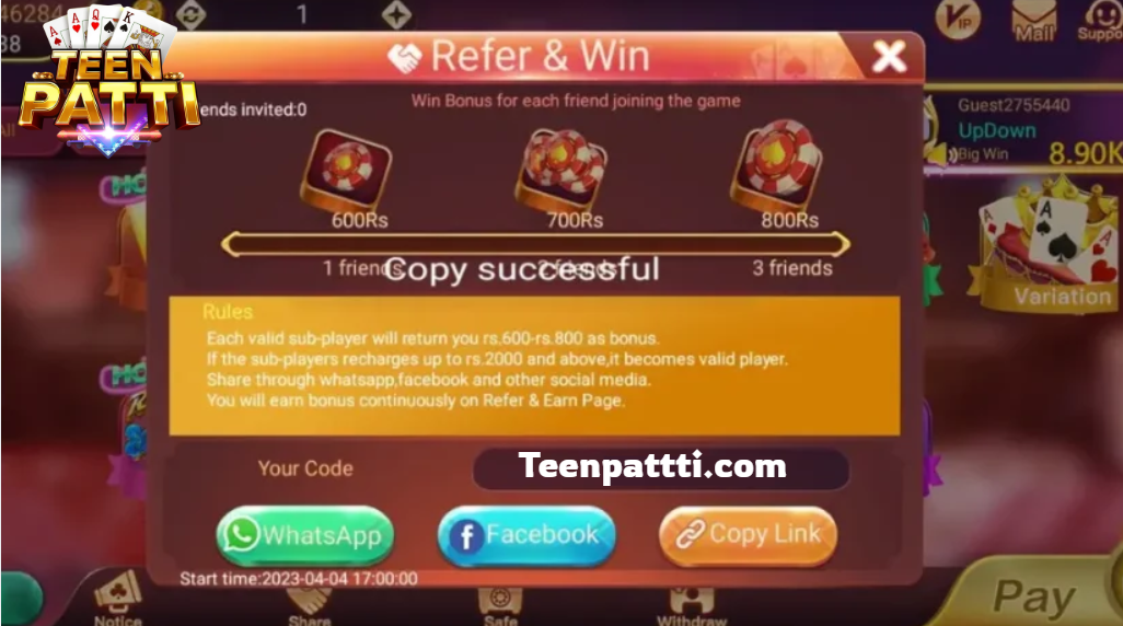Refer and Win Panel